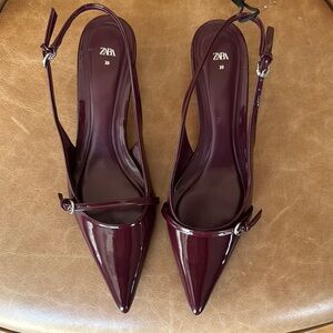 Zara Women's Burgundy Slingback Heels